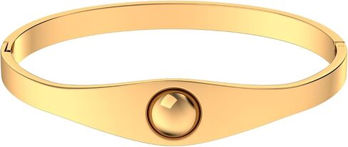PCY 14K Gold Plated Stainless Steel Oval Bangle Bracelets for Women - 5 Styles Available S/M/L in Saudi Arabia