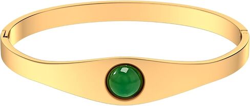 PCY 14K Gold Plated Stainless Steel Oval Bangle Bracelets for Women - 5 Styles Available S/M/L in Saudi Arabia