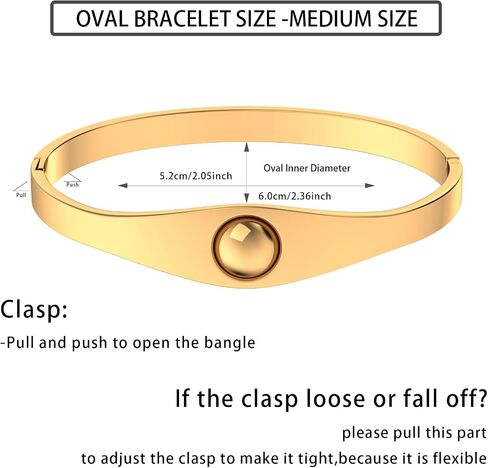 PCY 14K Gold Plated Stainless Steel Oval Bangle Bracelets for Women - 5 Styles Available S/M/L in Saudi Arabia