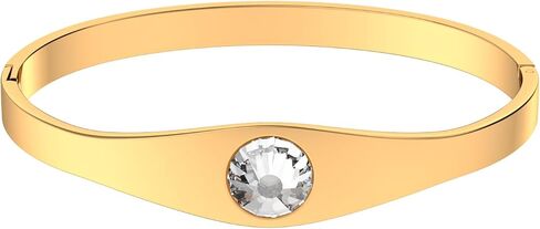PCY 14K Gold Plated Stainless Steel Oval Bangle Bracelets for Women - 5 Styles Available S/M/L in Saudi Arabia