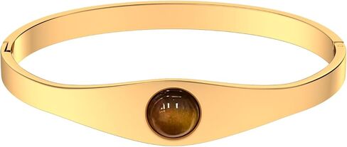 PCY 14K Gold Plated Stainless Steel Oval Bangle Bracelets for Women - 5 Styles Available S/M/L in Saudi Arabia