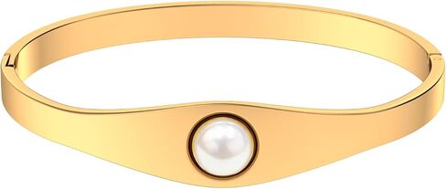 PCY 14K Gold Plated Stainless Steel Oval Bangle Bracelets for Women - 5 Styles Available S/M/L in Saudi Arabia