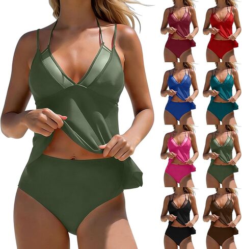 Womens Tankini Bathing Suits Mesh Modest Flowy Halter Swimsuit with Brief Full Coverage Summer Travel Resort Beachwear in Saudi Arabia