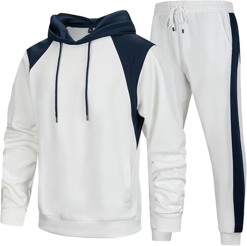 TOLOER Men’s Tracksuit 2 Piece Hoodies Sweatsuits Color Block Pullover Tracksuits in Kuwait