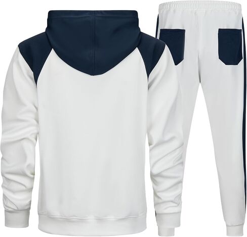 TOLOER Men’s Tracksuit 2 Piece Hoodies Sweatsuits Color Block Pullover Tracksuits in Kuwait