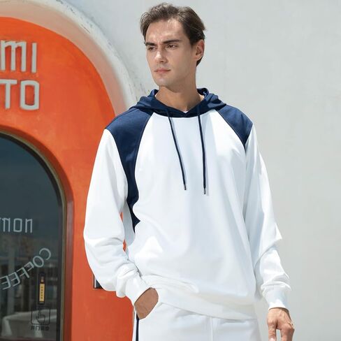 TOLOER Men’s Tracksuit 2 Piece Hoodies Sweatsuits Color Block Pullover Tracksuits in Kuwait