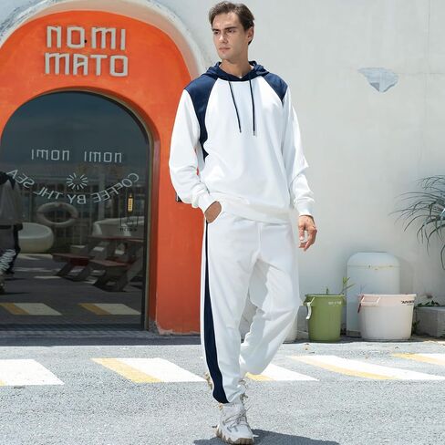 TOLOER Men’s Tracksuit 2 Piece Hoodies Sweatsuits Color Block Pullover Tracksuits in Kuwait