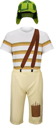 Kids Costume Striped T-shirt Hat Straps Pants Outfit Halloween Cosplay Uniform Set in Saudi Arabia