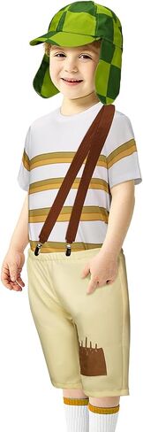 Kids Costume Striped T-shirt Hat Straps Pants Outfit Halloween Cosplay Uniform Set in Saudi Arabia