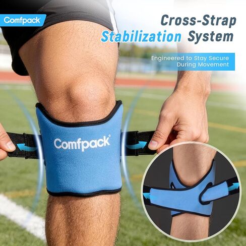 Comfpack Knee Ice Pack for Patella Tendon Relief 2 Pack, Hot Cold Therapy Knee Pain Relief Compression Support Strap for Running, Jumpers Knee, Tendonitis, Squats, Osgood Schlatter, Hiking, Soccer in Saudi Arabia