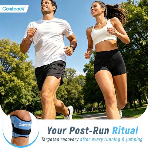 Comfpack Knee Ice Pack for Patella Tendon Relief 2 Pack, Hot Cold Therapy Knee Pain Relief Compression Support Strap for Running, Jumpers Knee, Tendonitis, Squats, Osgood Schlatter, Hiking, Soccer in Saudi Arabia