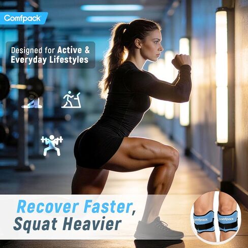 Comfpack Knee Ice Pack for Patella Tendon Relief 2 Pack, Hot Cold Therapy Knee Pain Relief Compression Support Strap for Running, Jumpers Knee, Tendonitis, Squats, Osgood Schlatter, Hiking, Soccer in Saudi Arabia