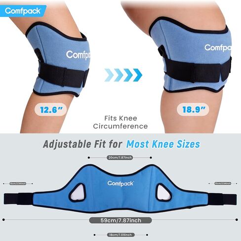 Comfpack Knee Ice Pack for Patella Tendon Relief 2 Pack, Hot Cold Therapy Knee Pain Relief Compression Support Strap for Running, Jumpers Knee, Tendonitis, Squats, Osgood Schlatter, Hiking, Soccer in Saudi Arabia