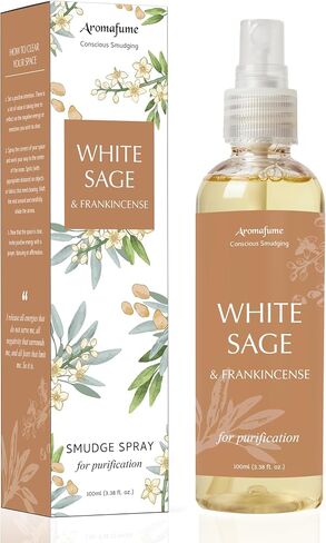 White Sage & Frankincense Smudge Spray by Aromafume | 100ml/3.3 oz | Mist for Cleansing Negative Energy & Protection | Non-Toxic | Room Spray for Spiritual Cleansing, Smokeless Sage Smudging in Saudi Arabia