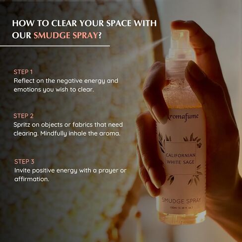 White Sage & Frankincense Smudge Spray by Aromafume | 100ml/3.3 oz | Mist for Cleansing Negative Energy & Protection | Non-Toxic | Room Spray for Spiritual Cleansing, Smokeless Sage Smudging in Saudi Arabia
