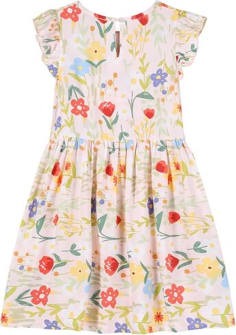 Girl's Summer Dresses Ruffle Sleeve Watercolor Flowers Sundress for Kids Casual Party in Saudi Arabia
