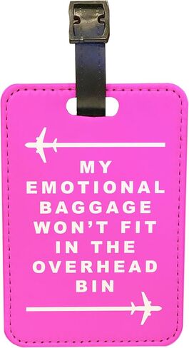Funny Traveler Quote Emotional Baggage Joke - Luggage Tag Suitcase Accessory Travel Holidays for Men Women Boys Girls Travel Faux Leather in Pink in Kuwait