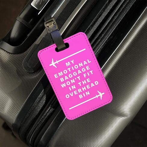 Funny Traveler Quote Emotional Baggage Joke - Luggage Tag Suitcase Accessory Travel Holidays for Men Women Boys Girls Travel Faux Leather in Pink in Kuwait