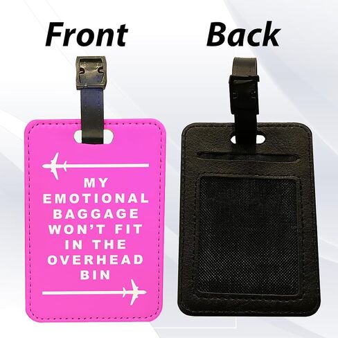 Funny Traveler Quote Emotional Baggage Joke - Luggage Tag Suitcase Accessory Travel Holidays for Men Women Boys Girls Travel Faux Leather in Pink in Kuwait
