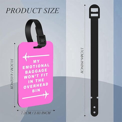 Funny Traveler Quote Emotional Baggage Joke - Luggage Tag Suitcase Accessory Travel Holidays for Men Women Boys Girls Travel Faux Leather in Pink in Kuwait