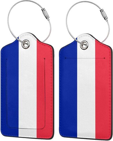 France Flag Luggage Tag with Stainless Steel Loop Privacy Cover Id Label for Travel Bag Suitcase 2 Pcs in Saudi Arabia