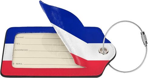 France Flag Luggage Tag with Stainless Steel Loop Privacy Cover Id Label for Travel Bag Suitcase 2 Pcs in Saudi Arabia