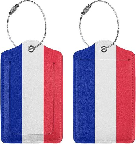 France Flag Luggage Tag with Stainless Steel Loop Privacy Cover Id Label for Travel Bag Suitcase 2 Pcs in Saudi Arabia