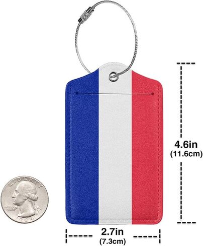 France Flag Luggage Tag with Stainless Steel Loop Privacy Cover Id Label for Travel Bag Suitcase 2 Pcs in Saudi Arabia