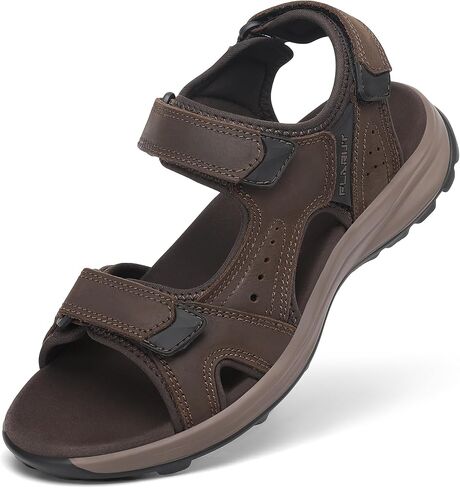 FLARUT Men's Athletic Sandals Sport Outdoor Hiking Sandals Open Toe Leather Walking Sandals Beach Water Shoes in Saudi Arabia