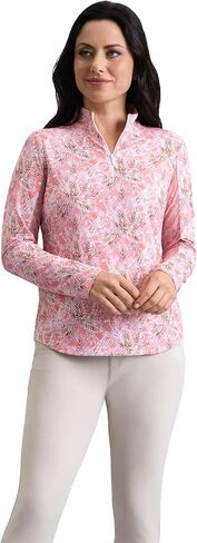 IBKUL Athleisure Wear Sun Protective UPF 50+ Icefil Cooling-Briana Long Sleeve Mock Neck Top in Kuwait