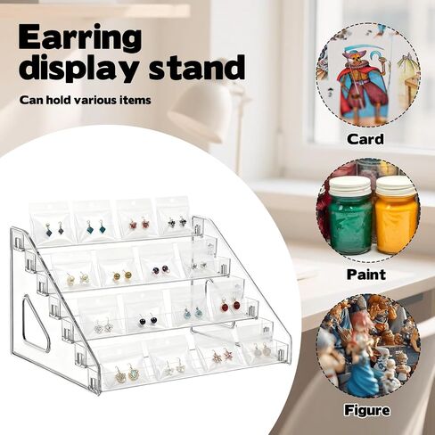 2 Pack 7 Tier Earring Display Stand Acrylic Earring Holder Organizer Holds 4 Pairs of Earrings in One Row Retail Detachable Jewelry Card Stand for Selling Vendors Jewelry Display Earring Rack in Kuwait