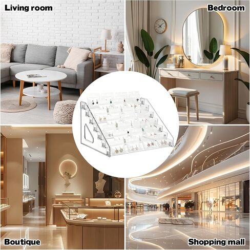 2 Pack 7 Tier Earring Display Stand Acrylic Earring Holder Organizer Holds 4 Pairs of Earrings in One Row Retail Detachable Jewelry Card Stand for Selling Vendors Jewelry Display Earring Rack in Kuwait