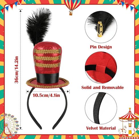 Circus Ringmaster Costume Accessories Mini Top Hat Headband Golden Tassel Epaulettes Faux Leather Whip Bow Tie Gloves for Lion Tamer Costume Women Men Carnival Halloween Cosplay in Saudi Arabia