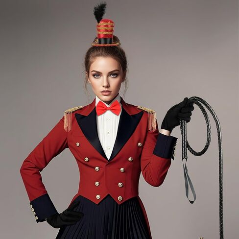 Circus Ringmaster Costume Accessories Mini Top Hat Headband Golden Tassel Epaulettes Faux Leather Whip Bow Tie Gloves for Lion Tamer Costume Women Men Carnival Halloween Cosplay in Saudi Arabia