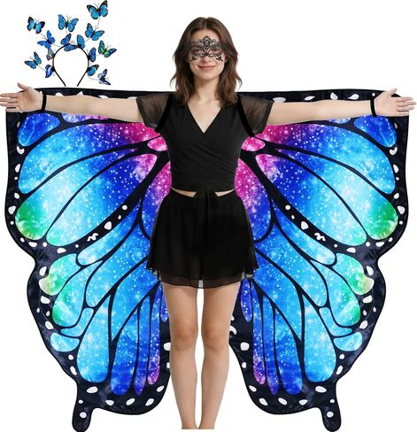 Double Sided Butterfly Wings for Women, 3Pcs Fairy Set for Renaissance Fair, Halloween Cosplay in Saudi Arabia