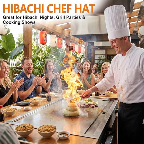 Chef Hat, White Tall Chef Hat for Men Women Adults, Hibachi Chef Hat for Cooking, Baking, Kitchen, Restaurant, Professional Chef Toque & Chef Costume Accessories in Saudi Arabia