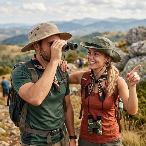 3 Pcs Safari Costume Women Safari Hat Binoculars Leopard Scarf Zoo Keeper Costume Adult Accessories Set for Halloween in Saudi Arabia