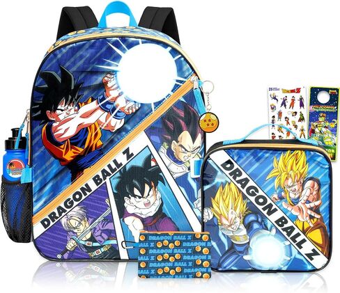 Dragon Ball Z Backpack with Lunch Bag Set - Bundle with 16" DBZ Backpack, Lunch Box, Stickers, Water Bottle, More School Bag with Lunchbox in Saudi Arabia