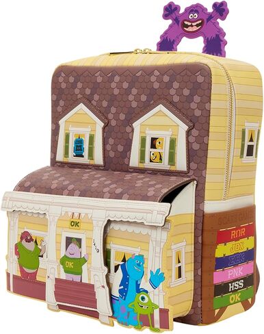 Loungefly Disney: Pixar - Monsters University - حقيبة ظهر صغيرة على شكل Oozma Kappa House - رائعة للأطفال والكبار - حقائب قابلة للجمع in Kuwait