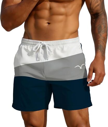 Men’s Swim Trunks 5 Inch Quick Dry Beach Shorts Mesh Lined Elastic Waist Pockets Lightweight Summer Pool Beach in Kuwait