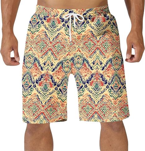 Mens Bathing Suit No Liner - Swimming Trunks for Men Big Tall Hawaiian Graphic Print Beach Shorts Quick Dry Swimwear in Kuwait