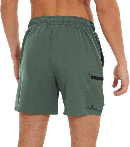 Summer Men's Swim Trunks Quick Dry Beach Shorts with Zipper Pockets and Mesh Lining in Kuwait
