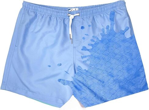 BERMIES Men’s Color-Changing Swim Trunks with Compression Liner - 5.5" Inseam, Quick-Dry, UPF 50+, Water-Activated Print in Saudi Arabia