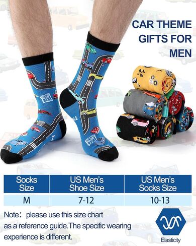 6 Pairs Funny Car Socks for Men Novelty Automotive Cotton Crew Socks for Car Lover Birthday Father's Day Gift in Kuwait