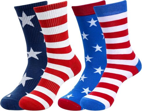 choyaxo 2 Pairs American Flag Socks Red White Blue Sock Patriotic Socks Stars Striped for Men Women in Kuwait