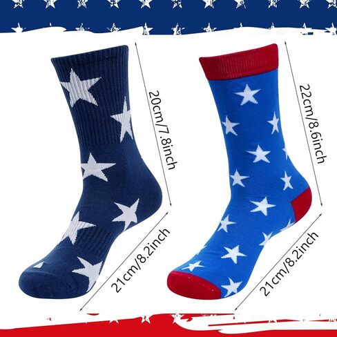 choyaxo 2 Pairs American Flag Socks Red White Blue Sock Patriotic Socks Stars Striped for Men Women in Kuwait