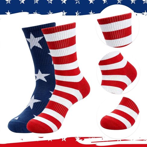 choyaxo 2 Pairs American Flag Socks Red White Blue Sock Patriotic Socks Stars Striped for Men Women in Kuwait