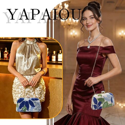 Embroidered Beaded Bag Sequin Clutch Purses for Women Evening Floral Purse for Party Wedding Cocktail in Saudi Arabia