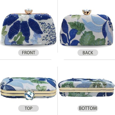 Embroidered Beaded Bag Sequin Clutch Purses for Women Evening Floral Purse for Party Wedding Cocktail in Saudi Arabia
