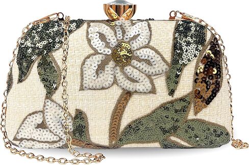 Embroidered Beaded Bag Sequin Clutch Purses for Women Evening Floral Purse for Party Wedding Cocktail in Saudi Arabia